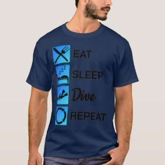 T-shirt Diver Manger Sleep Dive Répéter Plongée Scuba Reef