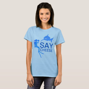 T-shirt Diver Shark Say Cheese drôle personnalisable