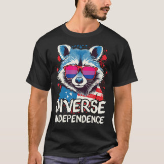 T-shirt Diverse Independence Raccoon Bisexual Sunglasses F