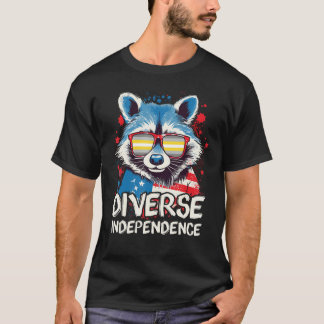 T-shirt Diverse Independence  Raccoon Demigender Sunglasse
