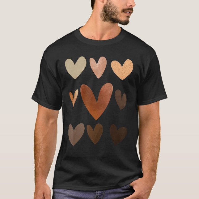 T-shirt Diversité Coeur Peau Tons Black Pride Kindness Me (Devant)