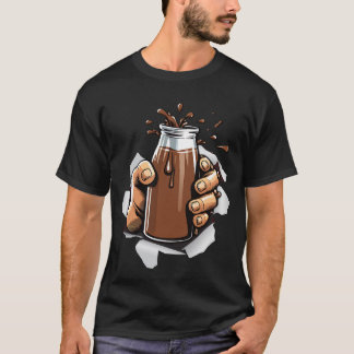 T-shirt divertido vaso de leche achocolatada