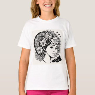 T-shirt Divine Feminine Mandala Art Floral Crystal Goddess