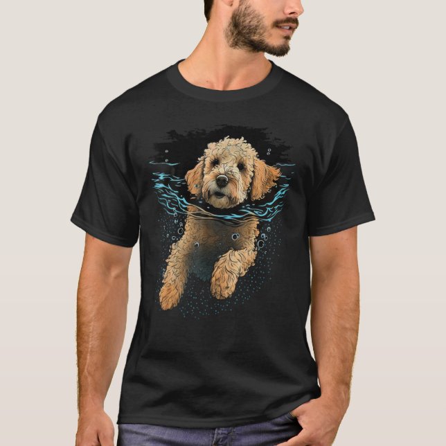 T-shirt Diving and Swimming Goldendoodle Water Golden Dood (Devant)