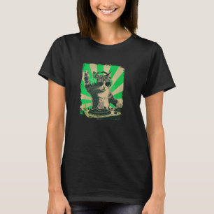 T-shirt DJ Cat Disco Funny Sound Tech casque Techno Mus