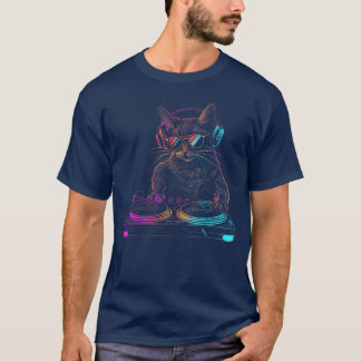T-shirt DJ Cat EDMechno House Music Funny Cat Lover family