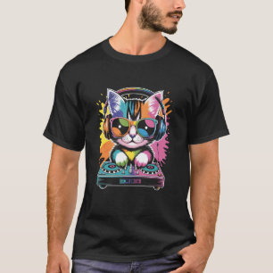 T-shirt DJ Chatons sur Platines EDM Synthétiseur Musique R