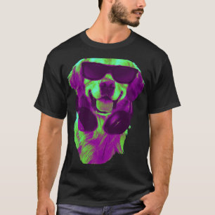 T-shirt DJ Cool Golden Retriever avec Casque et Lunettes d