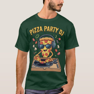 T-shirt DJ de fête de pizza tranche de dessin animé drôle