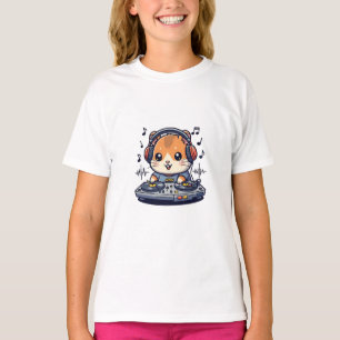 T-shirt DJ Hamster Mixant des Rythmes Musique Enfants