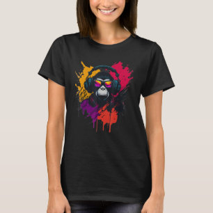 T-shirt DJ Monkey Chimp Avec Lunettes de soleil et Cool ca