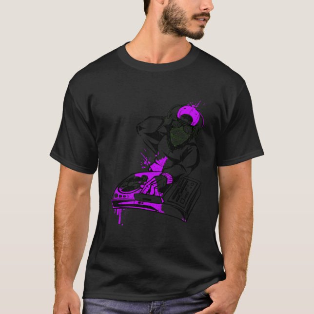 T-shirt DJ Monkey Music Party Amusants Lunettes de soleil  (Devant)