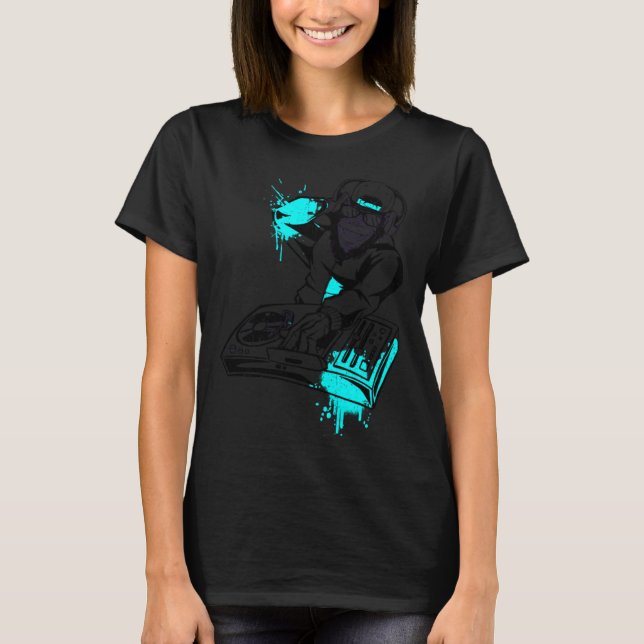 T-shirt DJ Monkey Music Party Fun Sunglaces Dance Party M (Devant)