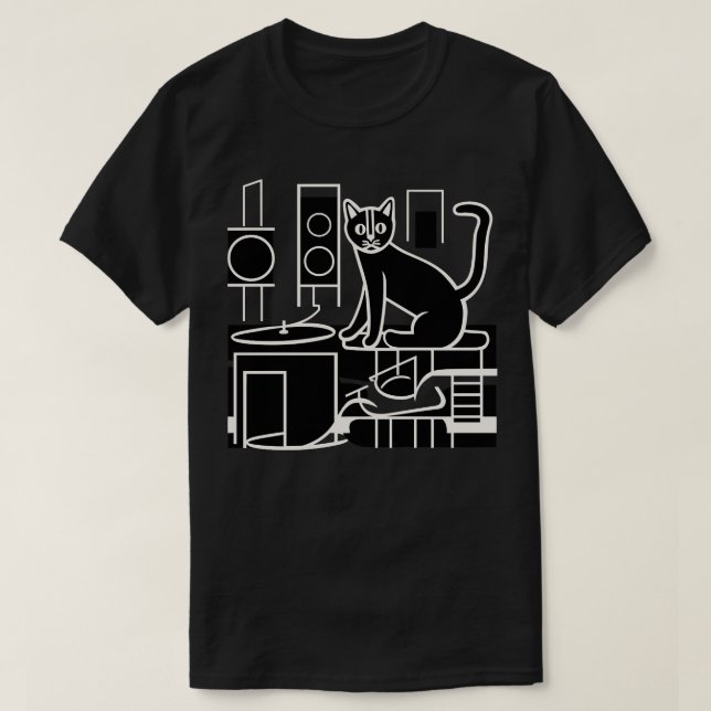 T-shirt DJ Vinyl Cat (Design devant)