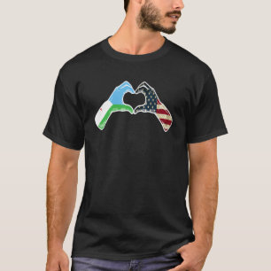 T-shirt Djibouti Américain Drapeau USA USA Djiboutien Cœu