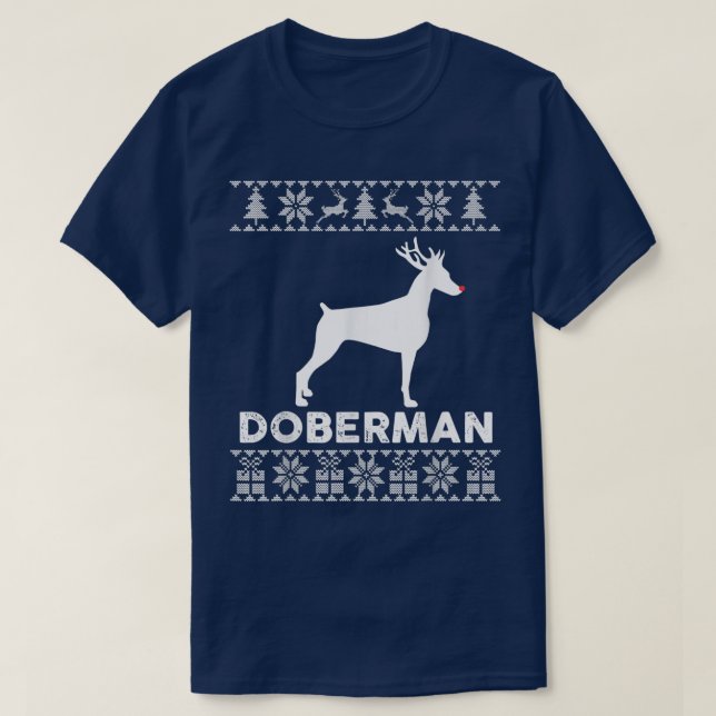 T-shirt Doberman Amoureux des chiens Noël Reindeer Noël la (Design devant)