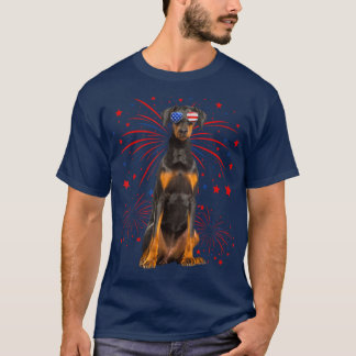 T-shirt Doberman Dog américain Drapeau incroyable 4 juille
