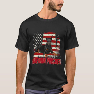 T-shirt Doberman, drapeau américain vintage