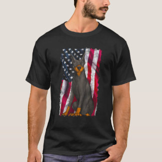 T-shirt Doberman Pinscher American Flag 4th of July US Pat