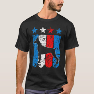 T-shirt Doberman Pinscher Chien Drapeau Américain 4 Juil