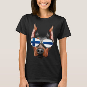 T-shirt Doberman Pinscher Chien Drapeau Finlande Finlande