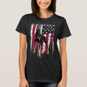 T-shirt Doberman Pinscher Drapeau Américain Usa Awesome