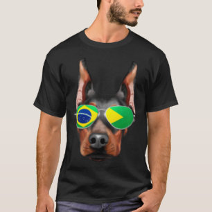 T-shirt Doberman Pinscher Drapeau Brésilien Brésil Pocket
