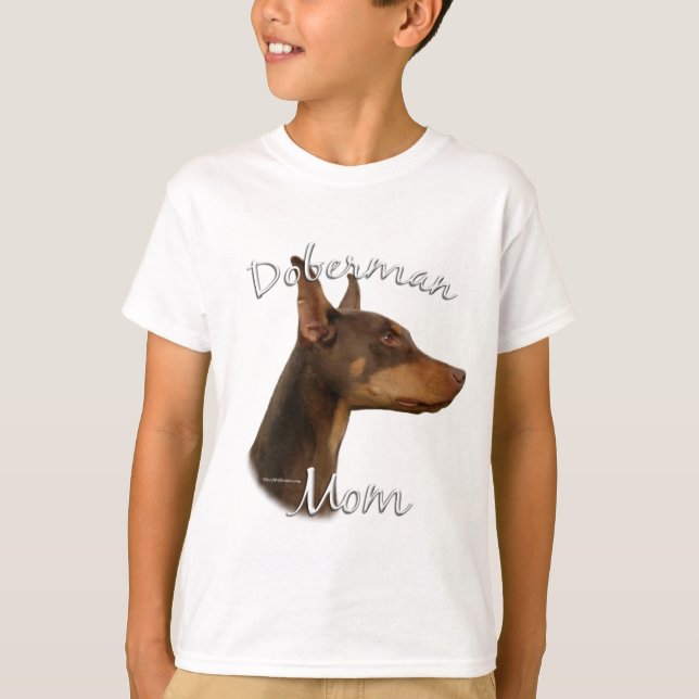 T-shirt Doberman Pinscher (rouge) Maman 2 (Devant)