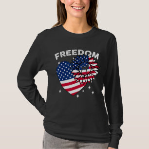 T-shirt Doberman Pinscher Sunflower Heart Drapeau américai