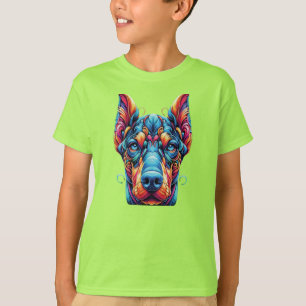 T-shirt Doberman Rainbow coloré