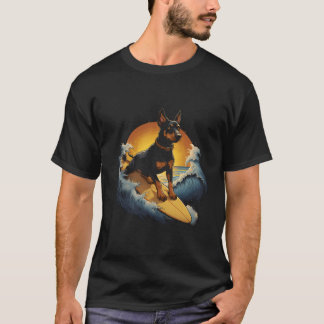 T-shirt Doberman Surf drôle