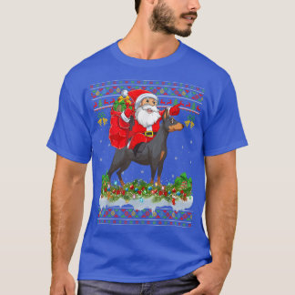 T-shirt Dobermann Amoureux des chiens Ugly Père Noël Ridin