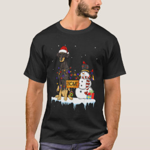 T-shirt Dobermann Chien Noël Snowman Xmas Lumières Pyjama