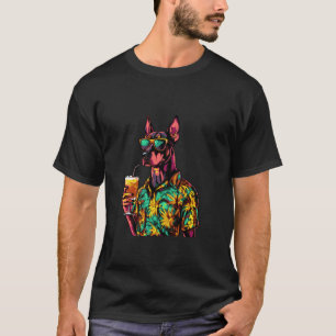 T-shirt Dobermann drôle de chien Vacances d'été