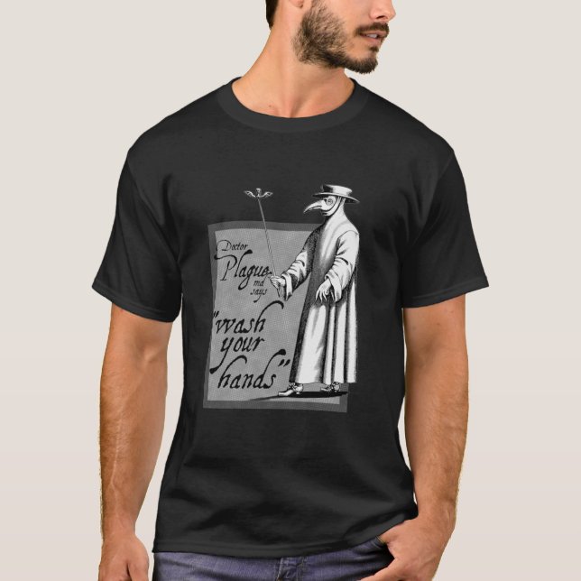 T-shirt Docteur Plague dit se laver les mains grise santé  (Devant)
