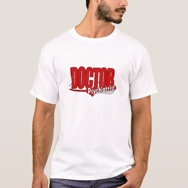 T-SHIRT DOCTEUR ROUGE DE LOGO DE PSYCHIATRE GRAND (Devant)