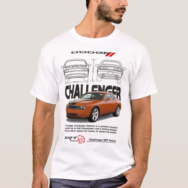 T-Shirt Dodge Challenger - Puissante voiture de mu (Devant)