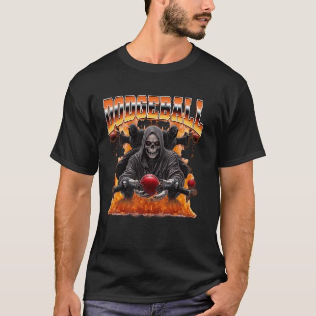 T-shirt Dodgeball Player Grim Reaper 90s Bootleg Style (Devant)