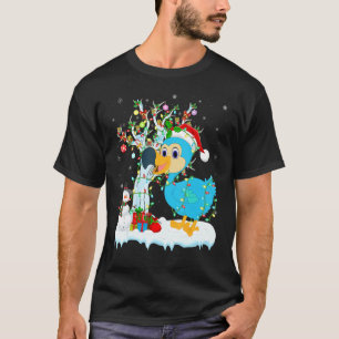 T-shirt Dodo Bird Xmas Tree Lighting Santa Hat Dodo Christ