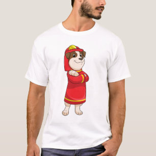 T-shirt Dog as Firefighter with Helmet