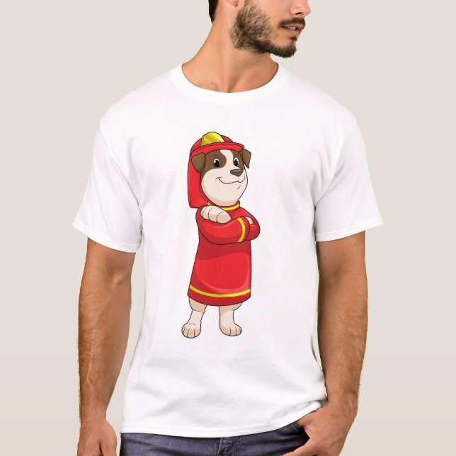 T-shirt Dog as Firefighter with Helmet (Devant)