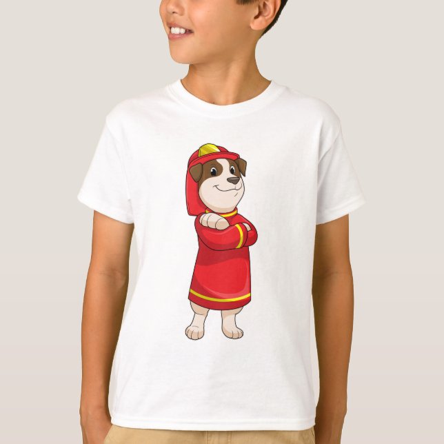 T-shirt Dog as Firefighter with Helmet (Devant)