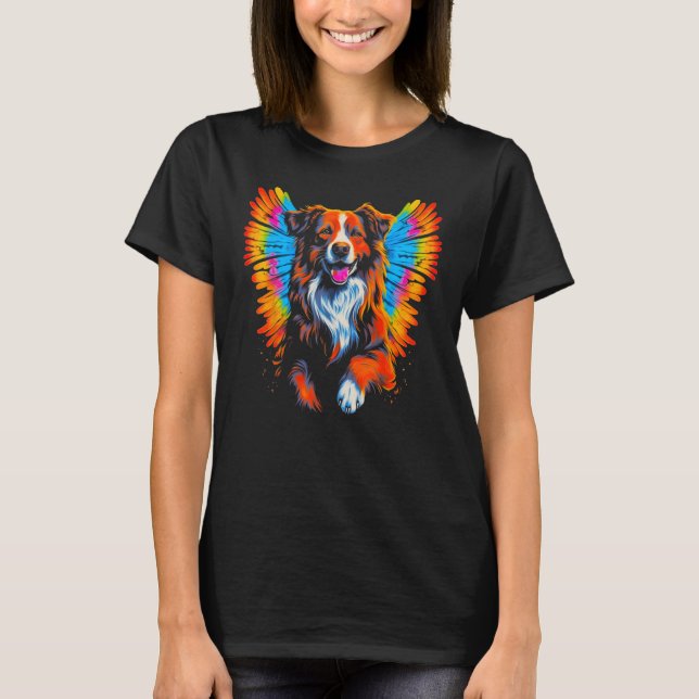 T-shirt Dog Australian Shepherd Angel Wings (Devant)