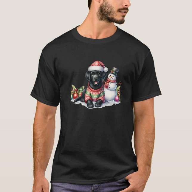 T-shirt Dog Black Labrador Retriever Christmas Premium  (Devant)