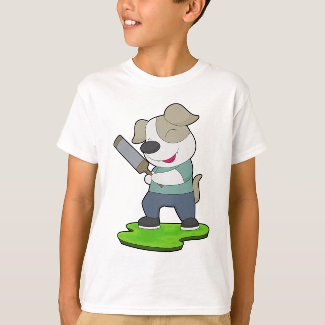 T-shirt Dog Cricket Cricket bat (Devant)