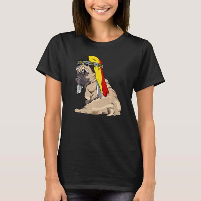 T-shirt Dog  Cute Pug Retro Belgium Flag Pride (Devant)