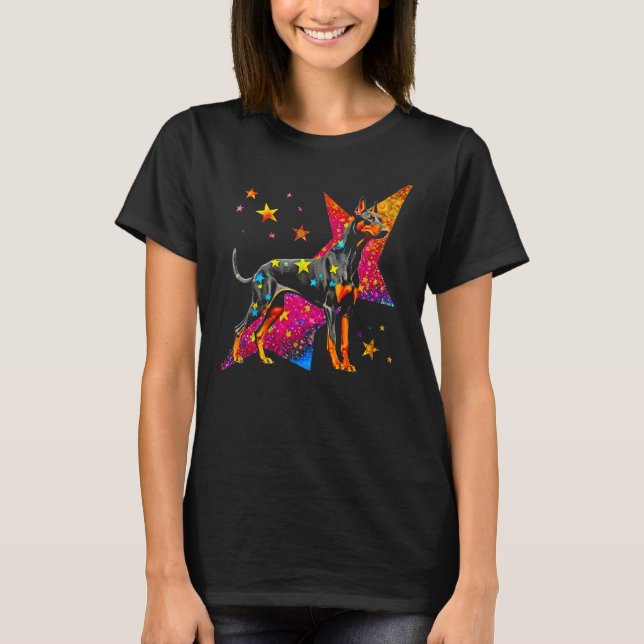 T-shirt Dog Doberman Pinscher Space Astrophysics (Devant)