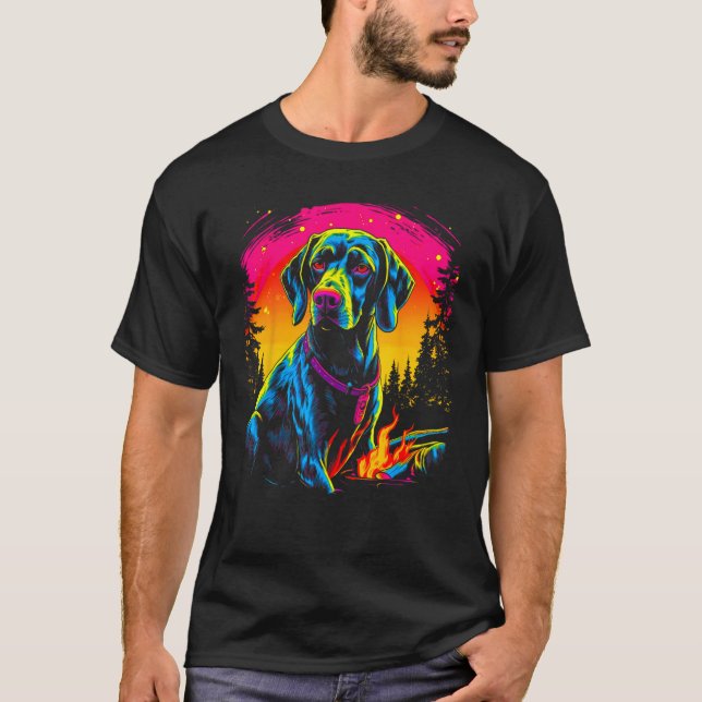 T-shirt Dog German Shorthaired Pointer Camping (Devant)