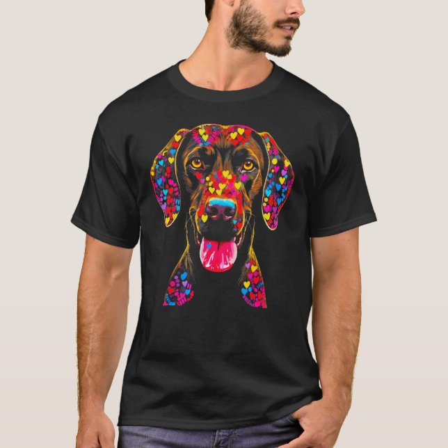 T-shirt Dog German Shorthaired Pointer Love Peace (Devant)