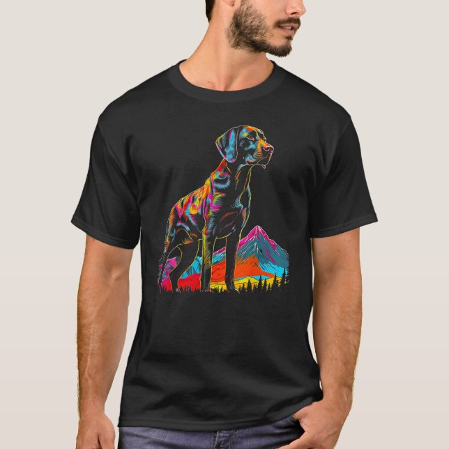 T-shirt Dog German Shorthaired Pointer Mountain Hiking (Devant)